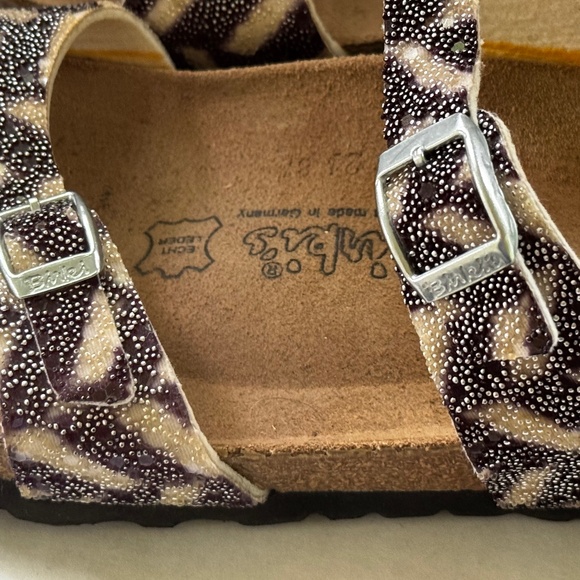 Birkenstock Birkis Black Ivory Tahiti Beaded Double Strap Sandals Slip On Size - Picture 8 of 8